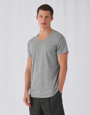 Heren T-shirt V Hals B&C Triblend TM057